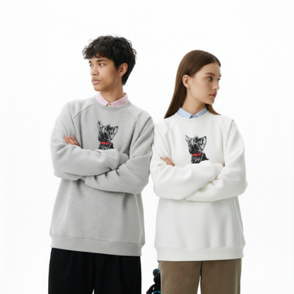 White Line Art Dog Pet Lover Crewneck C1032