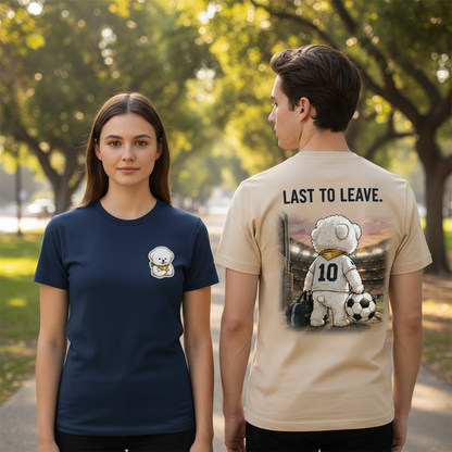 Last to Leave Fluffy Dog Soccer Graphic Tee