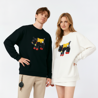 Artistic Scottie Dog Yellow Outfit Graphic Crewneck C1033