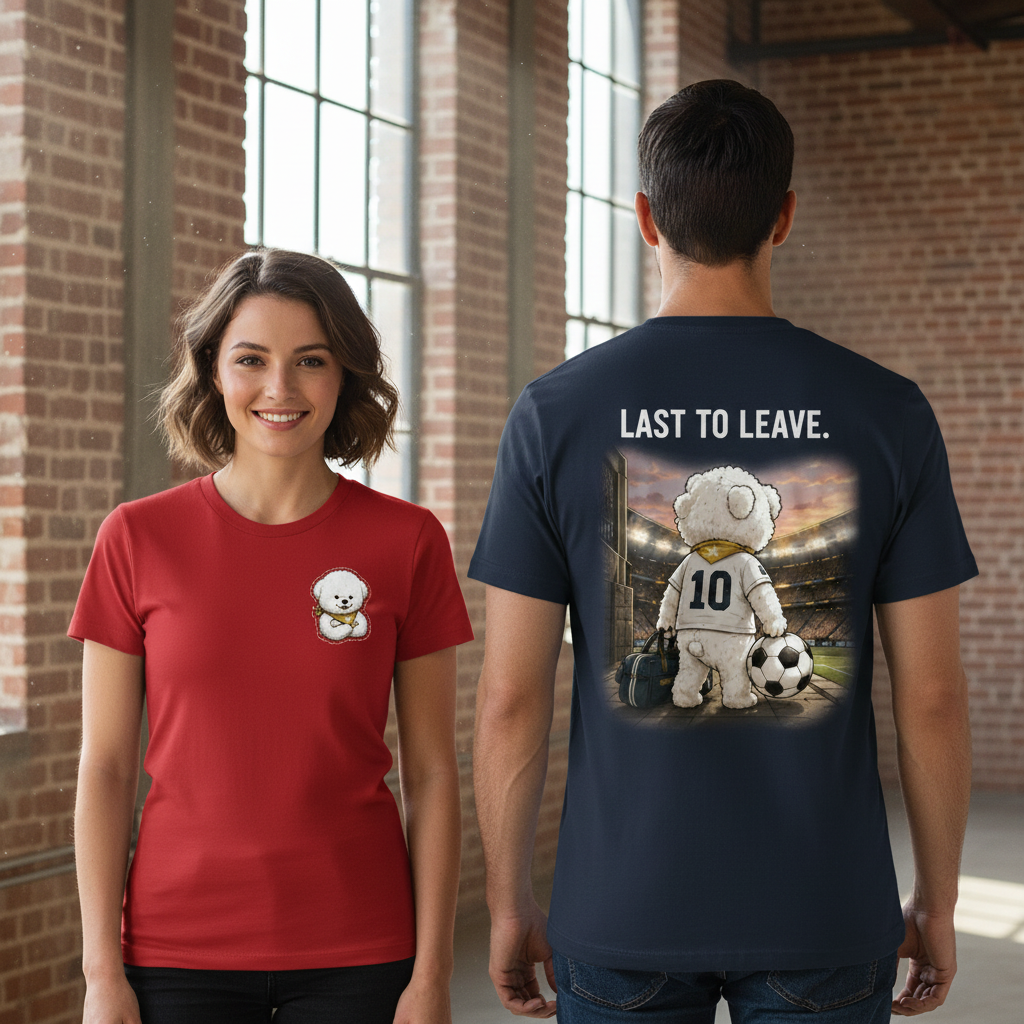 Last to Leave Fluffy Dog Soccer Graphic Tee