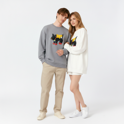 Artistic Scottie Dog Yellow Outfit Graphic Crewneck C1033