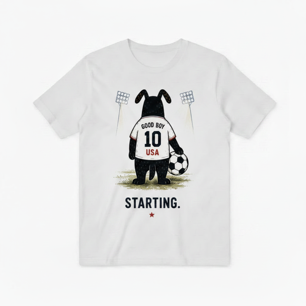 Starting Good Boy USA Funny Soccer Graphic Tee