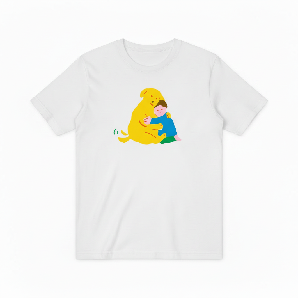 Heartwarming Dog and Kid Hug T-Shirt for Pet Lovers T6001