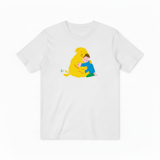 Heartwarming Dog and Kid Hug T-Shirt for Pet Lovers T6001