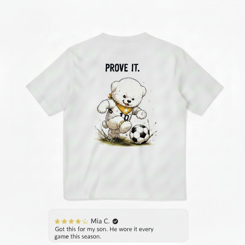 Prove It Fluffy Dog Soccer Graphic Tee