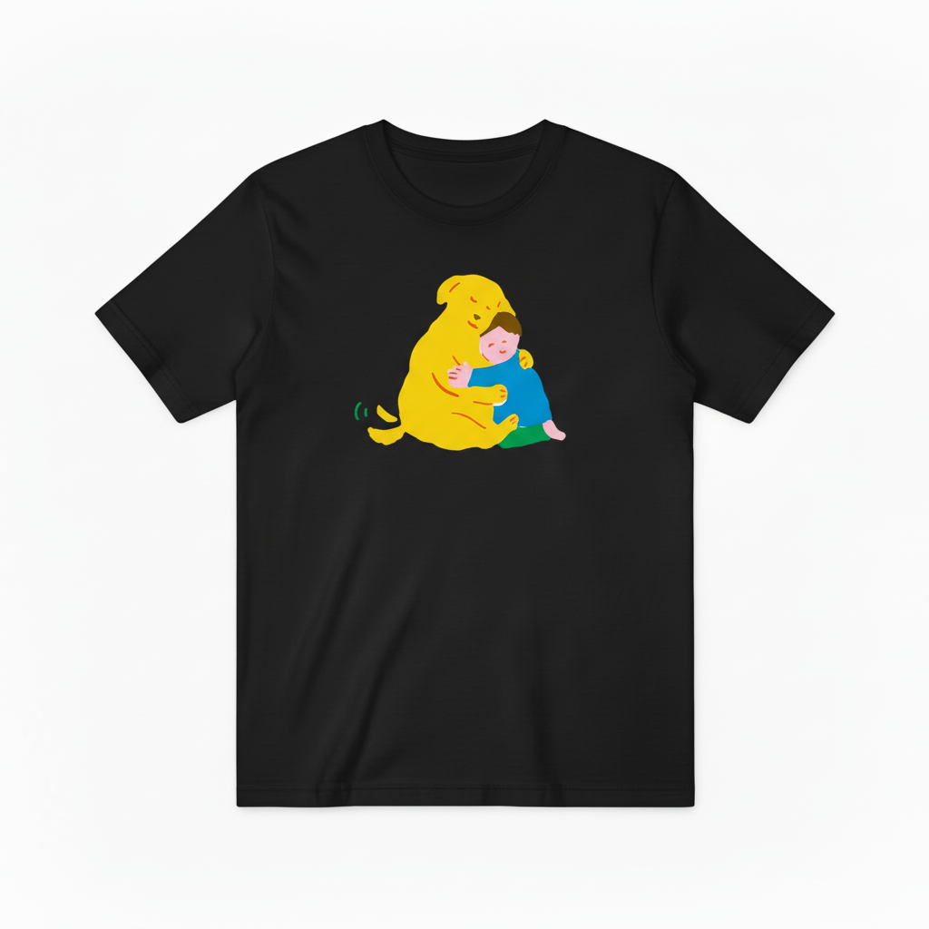 Heartwarming Dog and Kid Hug T-Shirt for Pet Lovers T6001