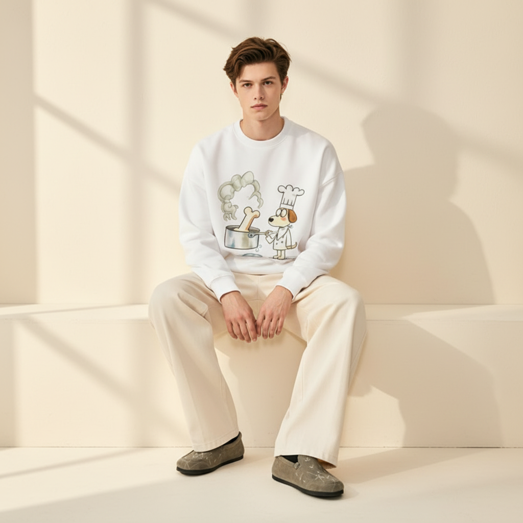 Chef Dog Bone Soup Cartoon Crewneck C1141