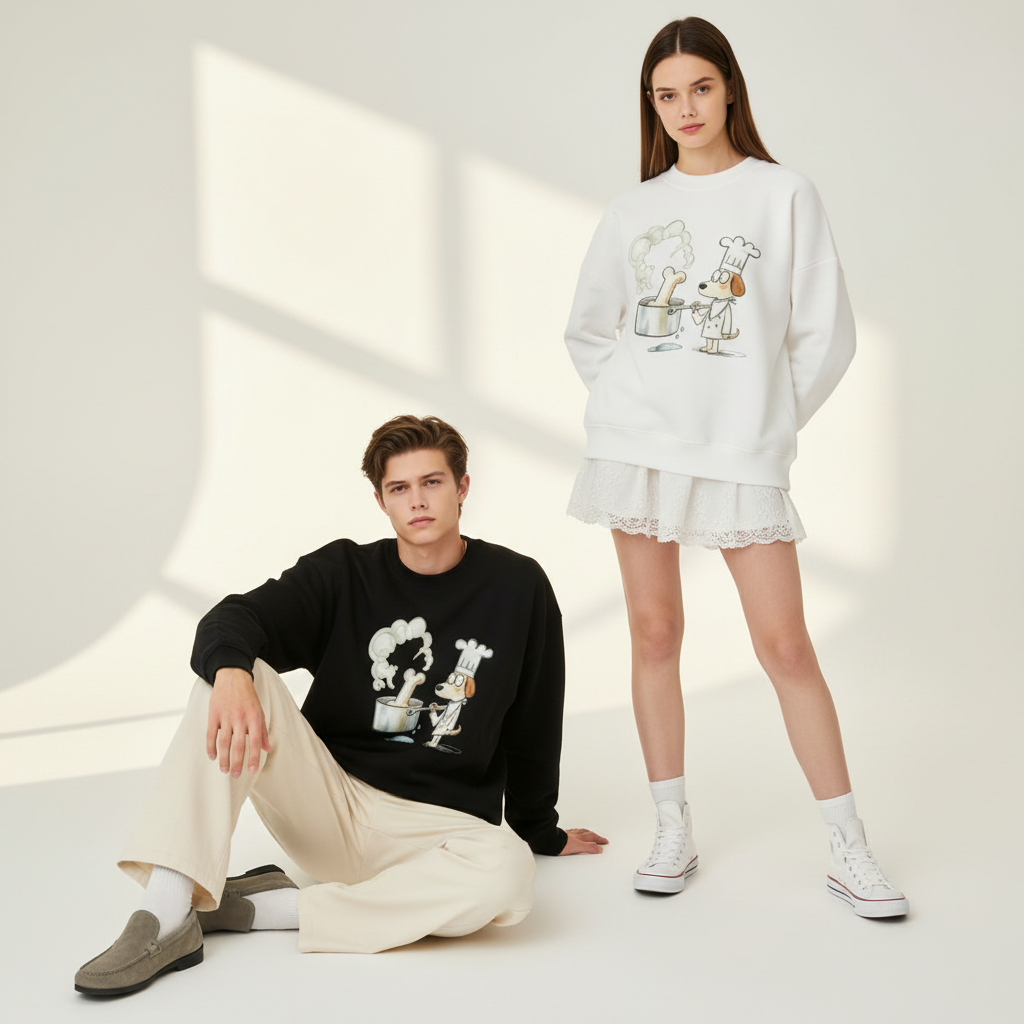 Chef Dog Bone Soup Cartoon Crewneck C1141
