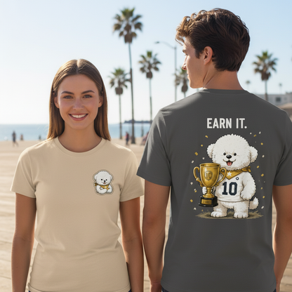 Earn It Fluffy Dog Soccer Champion Graphic Tee