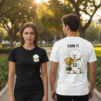 Earn It Fluffy Dog Soccer Champion Graphic Tee