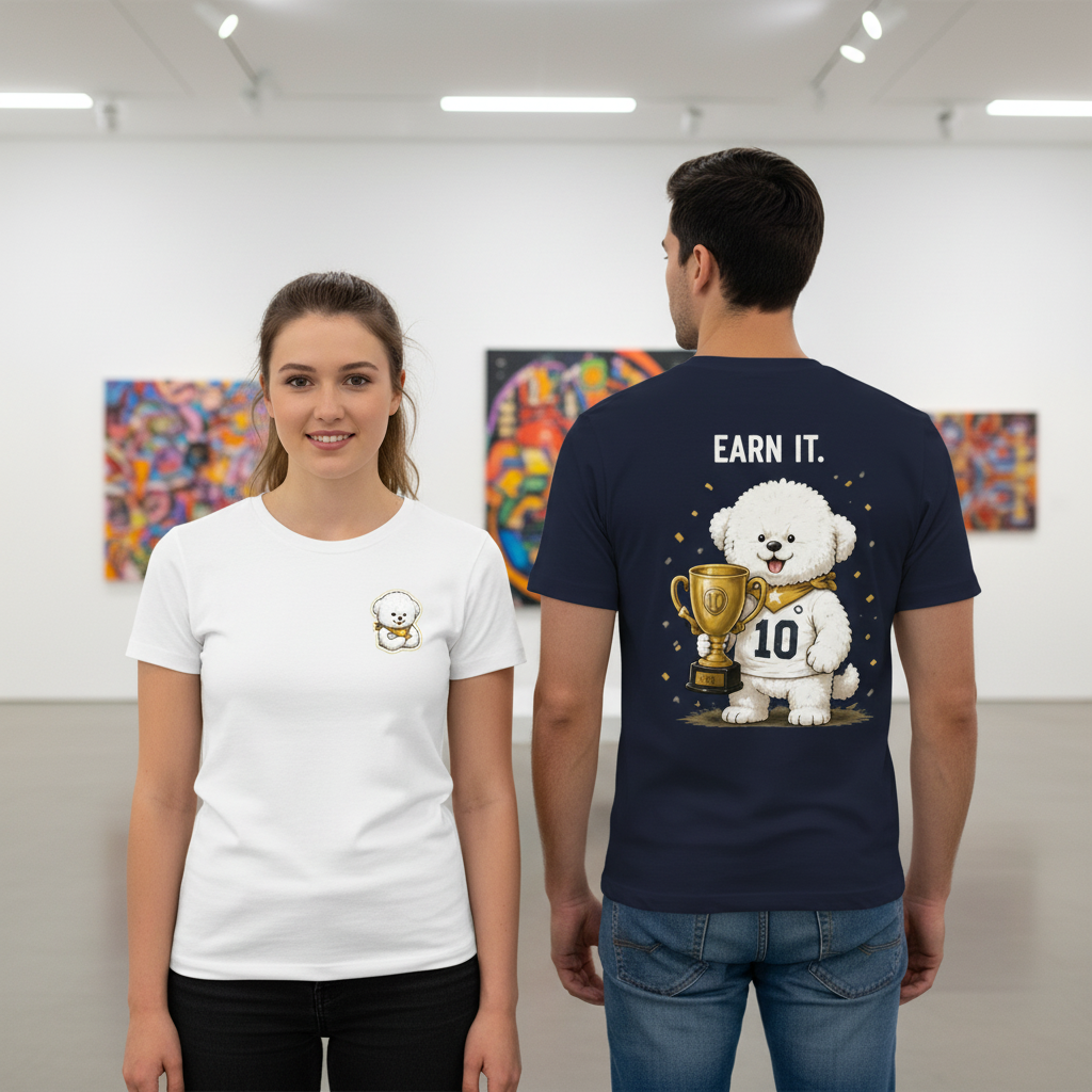 Earn It Fluffy Dog Soccer Champion Graphic Tee