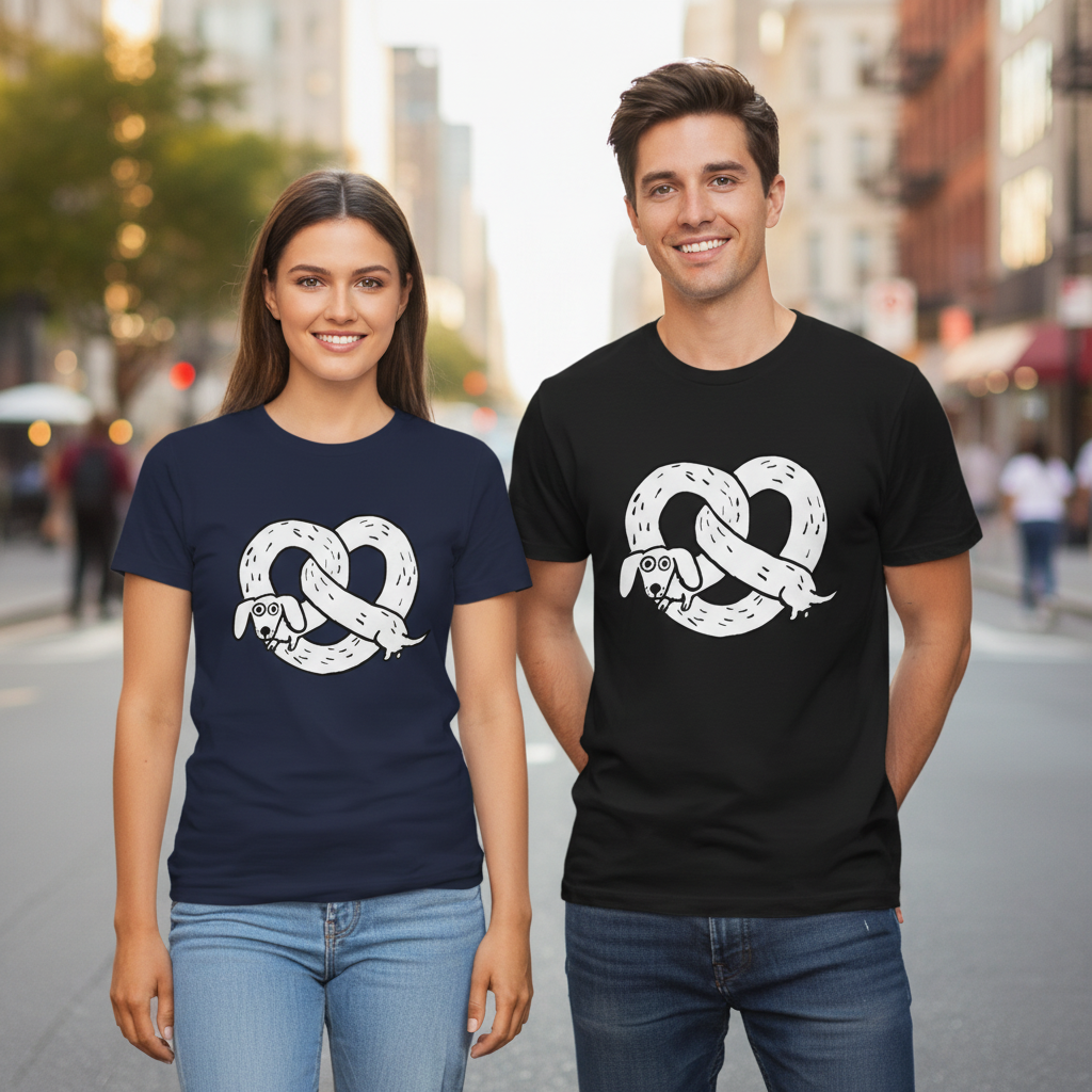 Pretzel Dachshund Funny Graphic Tee T7125