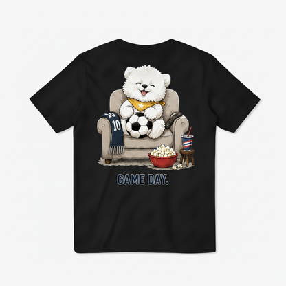 Game Day Fluffy Dog Soccer Fan Graphic Tee