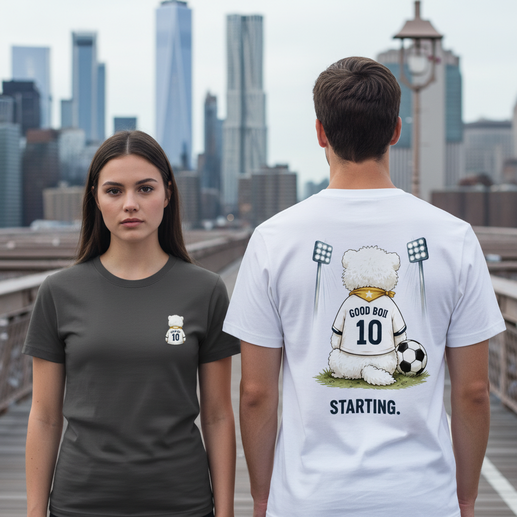 Starting Good Boii Fluffy Dog Soccer Graphic Tee