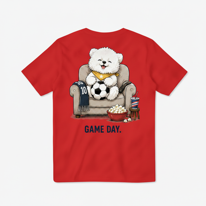 Game Day Fluffy Dog Soccer Fan Graphic Tee