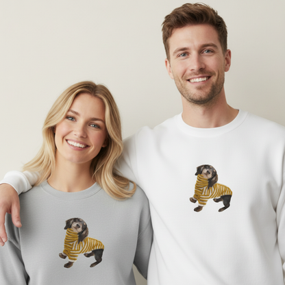 Adorable Wiener Dog Striped Sweater Pet Lover Crewneck C1011