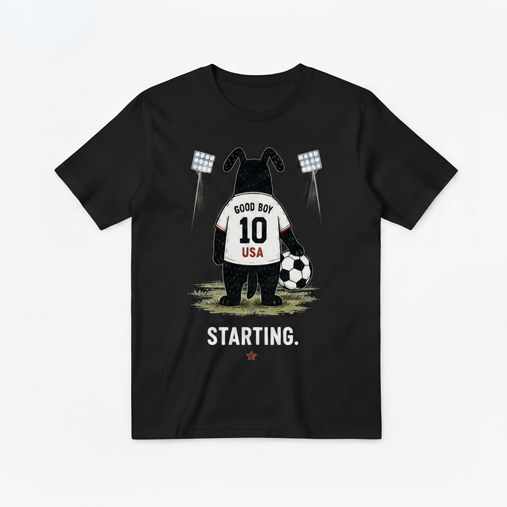 Starting Good Boy USA Funny Soccer Graphic Tee