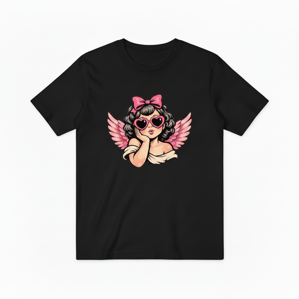 Retro Pink Cherub Graphic T-Shirt T5006