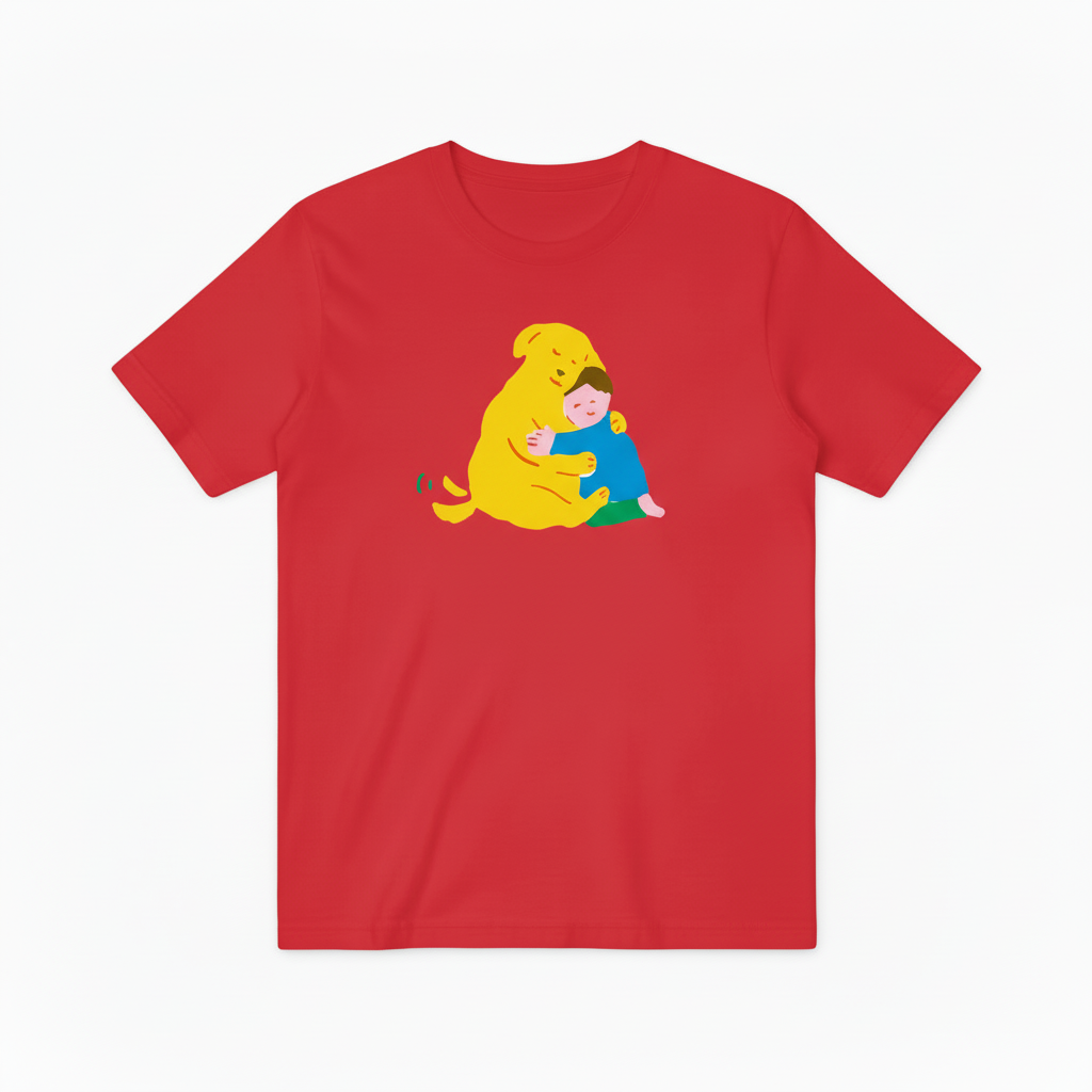 Heartwarming Dog and Kid Hug T-Shirt for Pet Lovers T6001