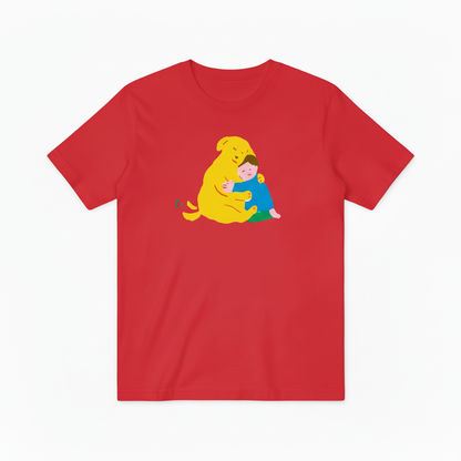 Heartwarming Dog and Kid Hug T-Shirt for Pet Lovers T6001