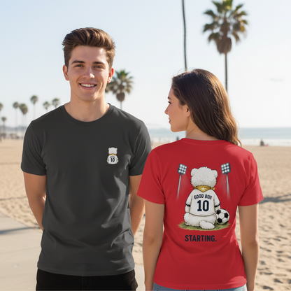 Starting Good Boii Fluffy Dog Soccer Graphic Tee