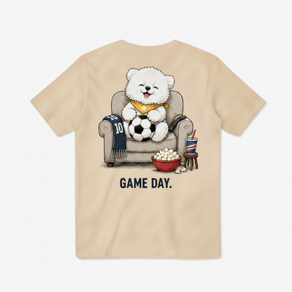 Game Day Fluffy Dog Soccer Fan Graphic Tee