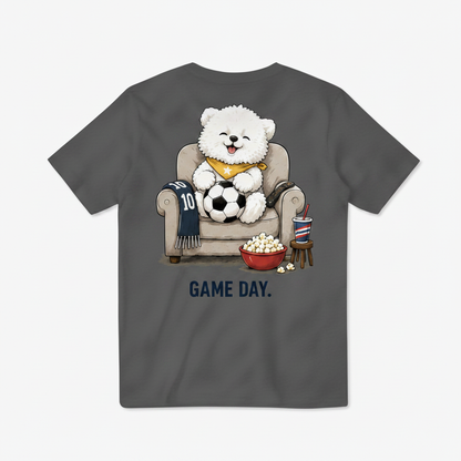 Game Day Fluffy Dog Soccer Fan Graphic Tee