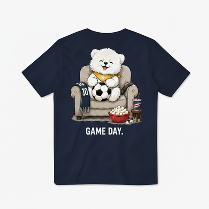 Game Day Fluffy Dog Soccer Fan Graphic Tee