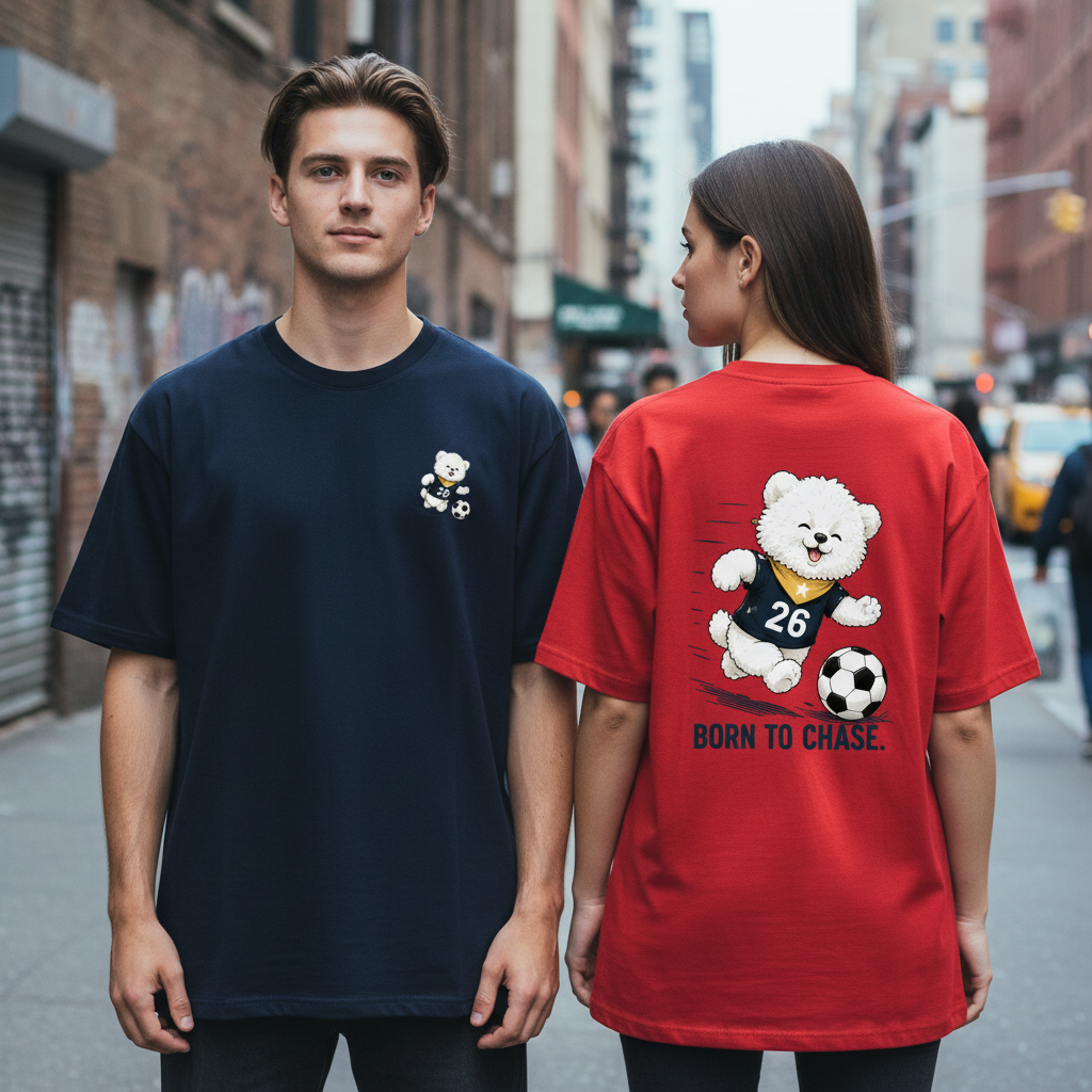 Born to Chase Fluffy Dog Soccer Graphic Tee