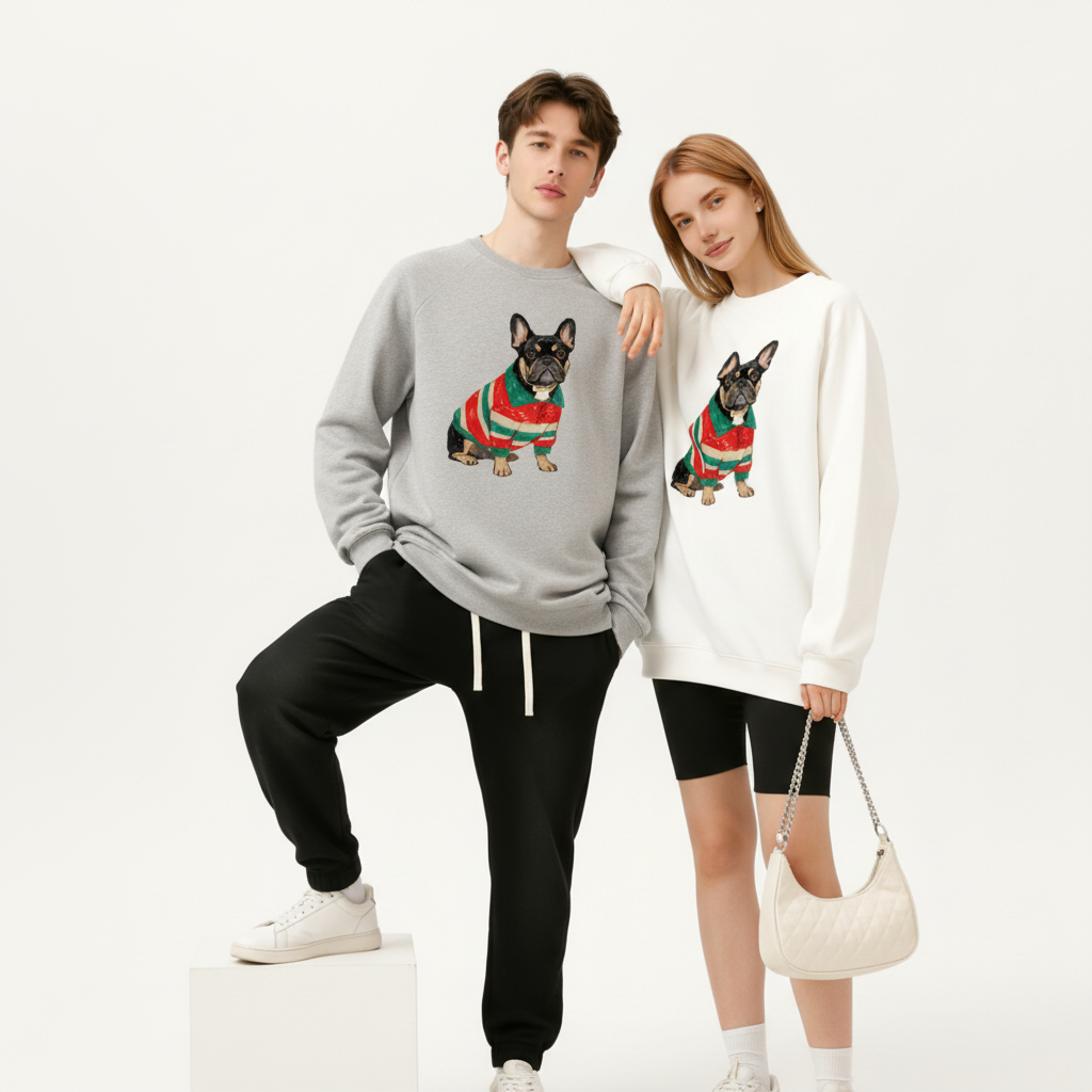 French Bulldog Christmas Sweater Holiday Graphic Crewneck C1039