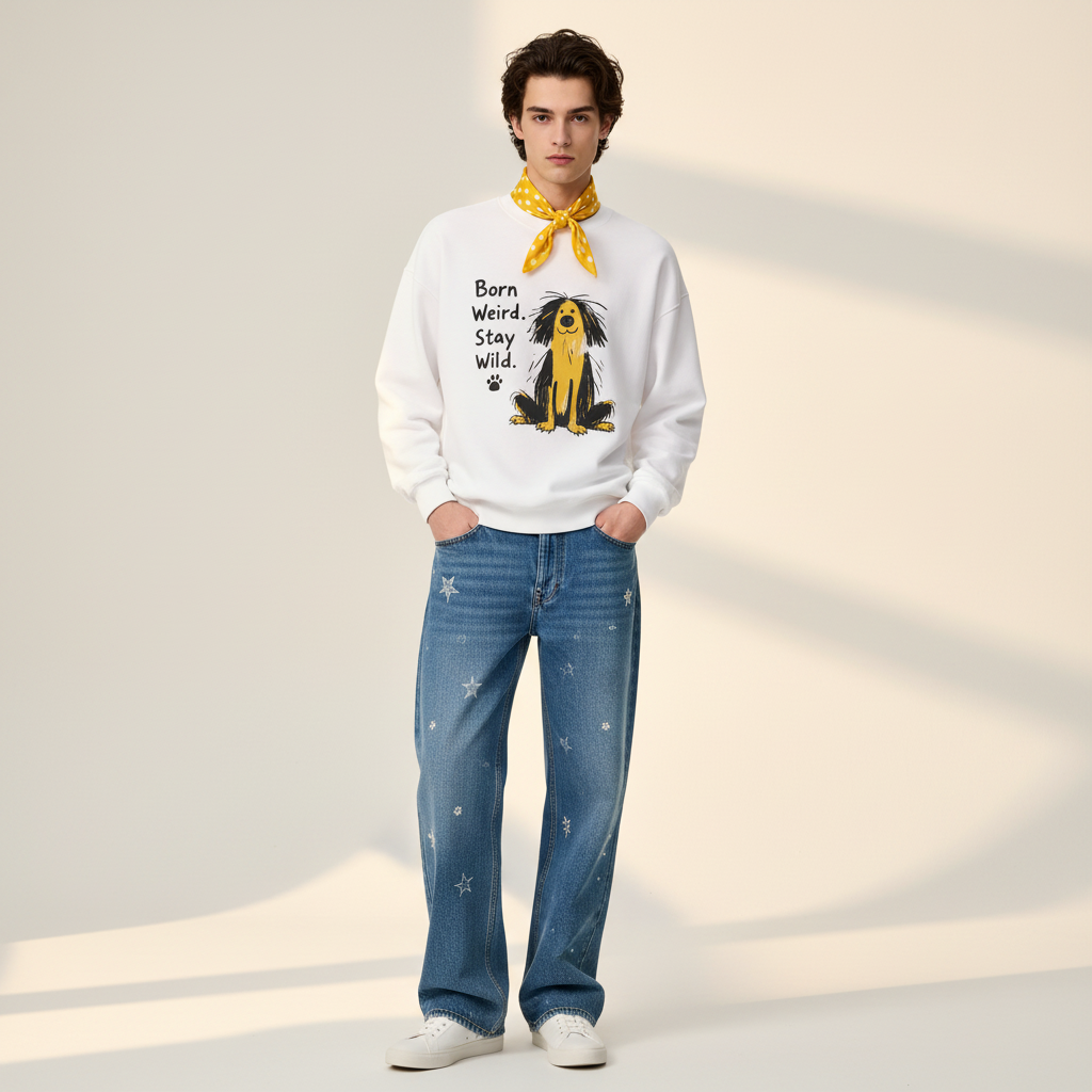 Born Weird Stay Wild Dog Crewneck C1145