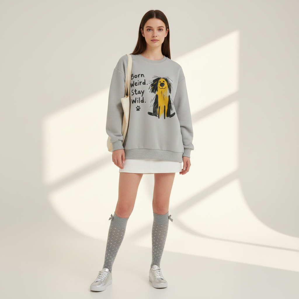 Born Weird Stay Wild Dog Crewneck C1145