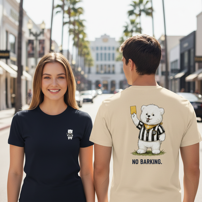 No Barking Fluffy Dog Soccer Referee Graphic Tee