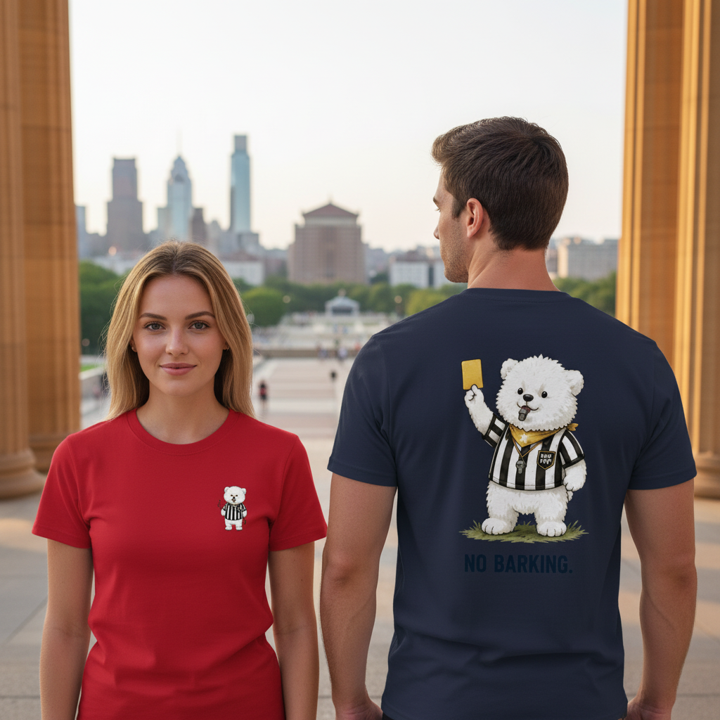 No Barking Fluffy Dog Soccer Referee Graphic Tee