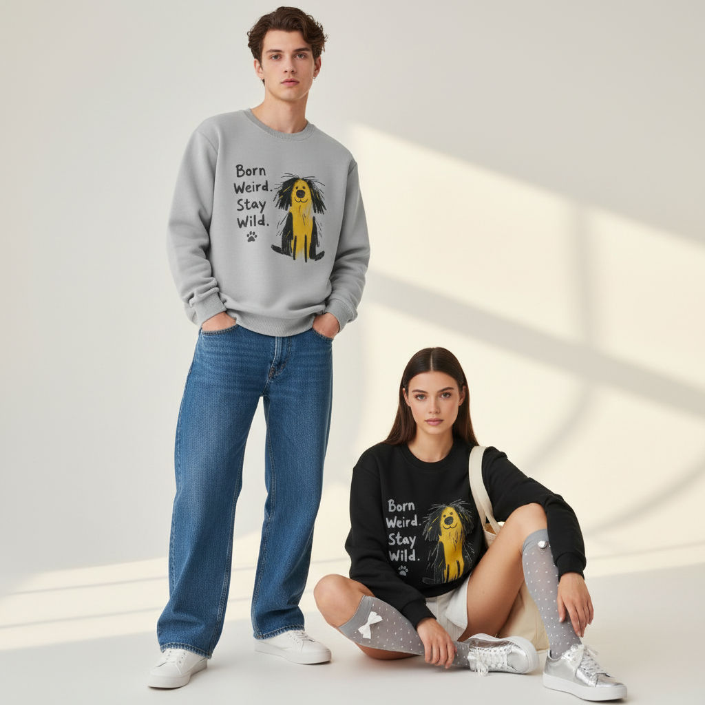 Born Weird Stay Wild Dog Crewneck C1145