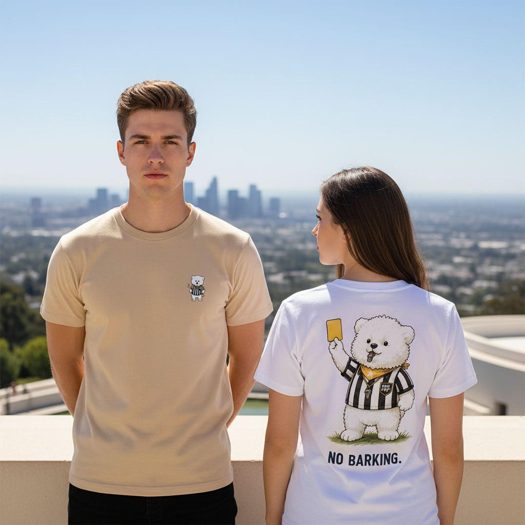No Barking Fluffy Dog Soccer Referee Graphic Tee