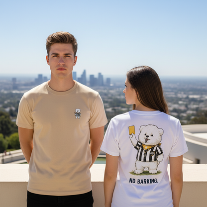 No Barking Fluffy Dog Soccer Referee Graphic Tee