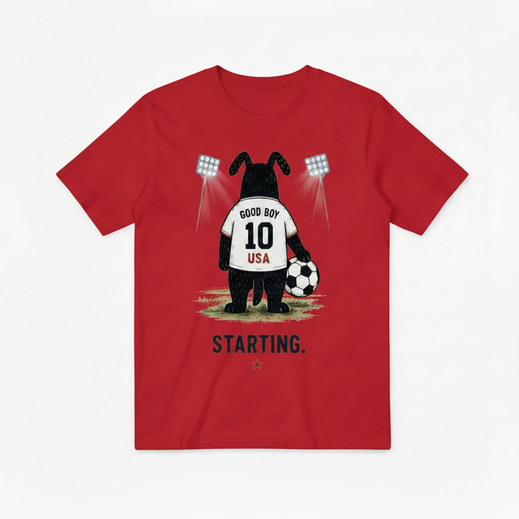 Starting Good Boy USA Funny Soccer Graphic Tee