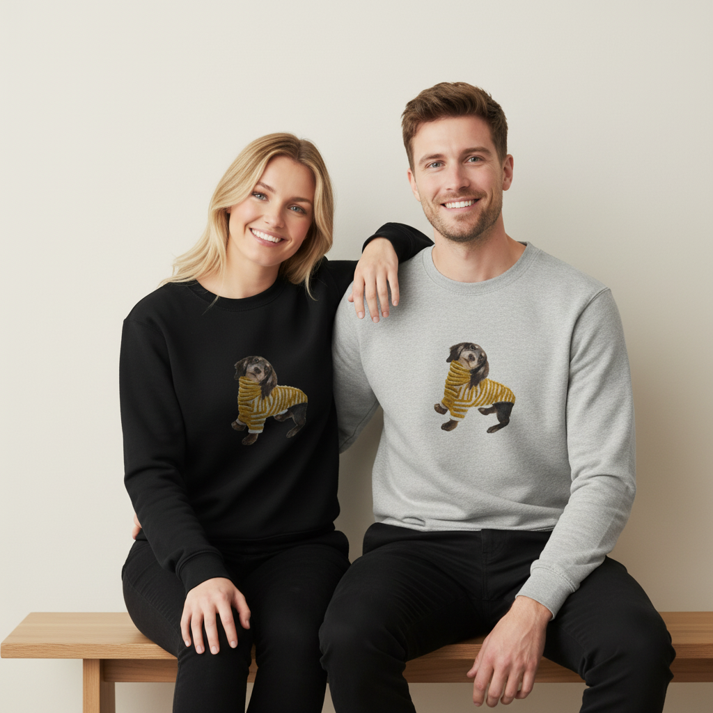 Adorable Wiener Dog Striped Sweater Pet Lover Crewneck C1011
