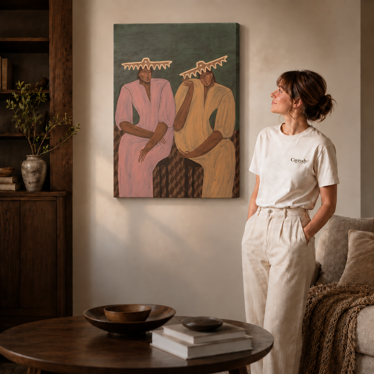 Boho Folk Art Companions Canvas Print