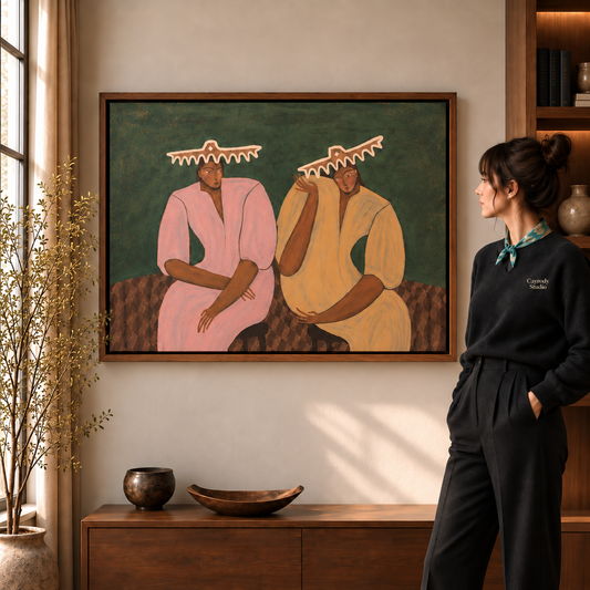 Folk Art Portrait Duo Canvas Wall Art CH999