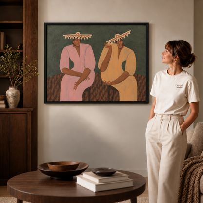 Folk Art Portrait Duo Canvas Wall Art CH999