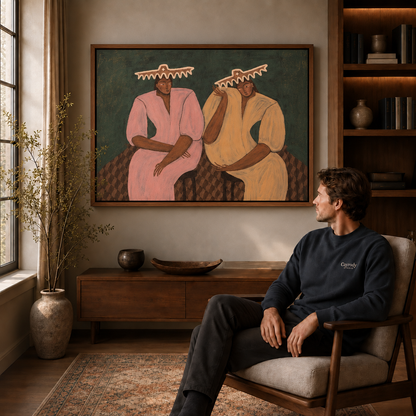 Folk Art Portrait Duo Canvas Wall Art CH999