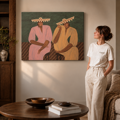 Folk Art Portrait Duo Canvas Wall Art CH999