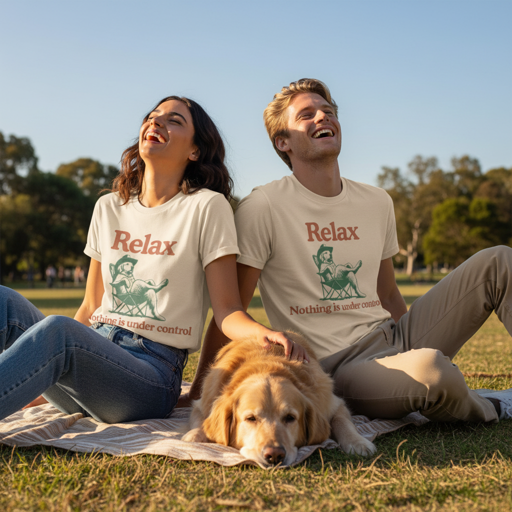 Almond Relax Tee - Park Picnic Couple