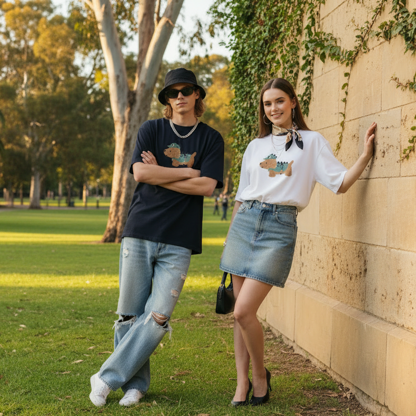 Australian park leaning wall pose