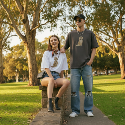 Australian park woman sitting man standing regenerated