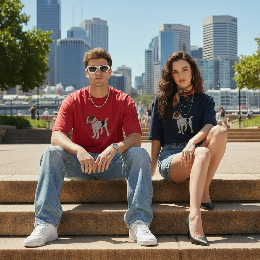 Australian steps sitting pose