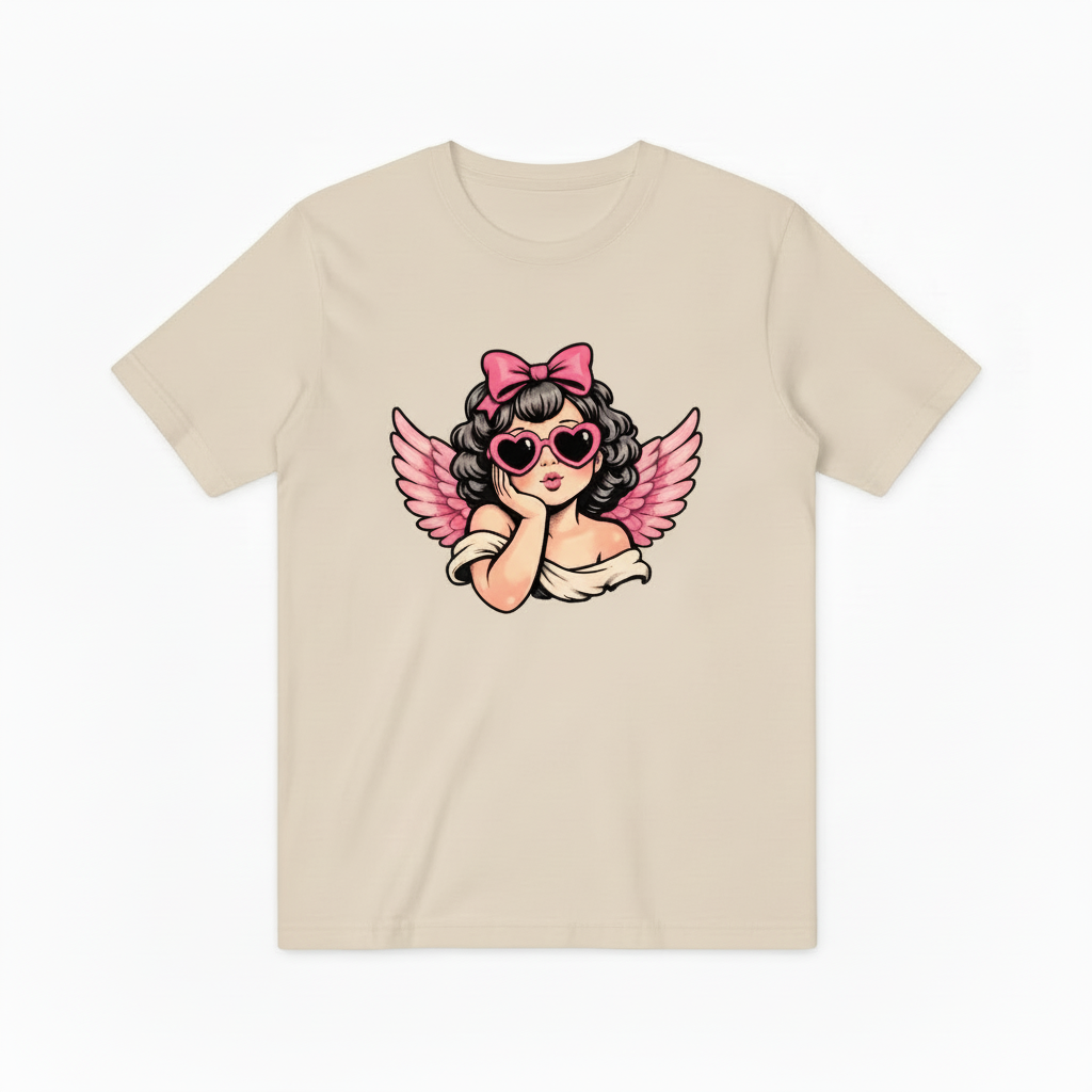 Retro Pink Cherub Graphic T-Shirt T5006