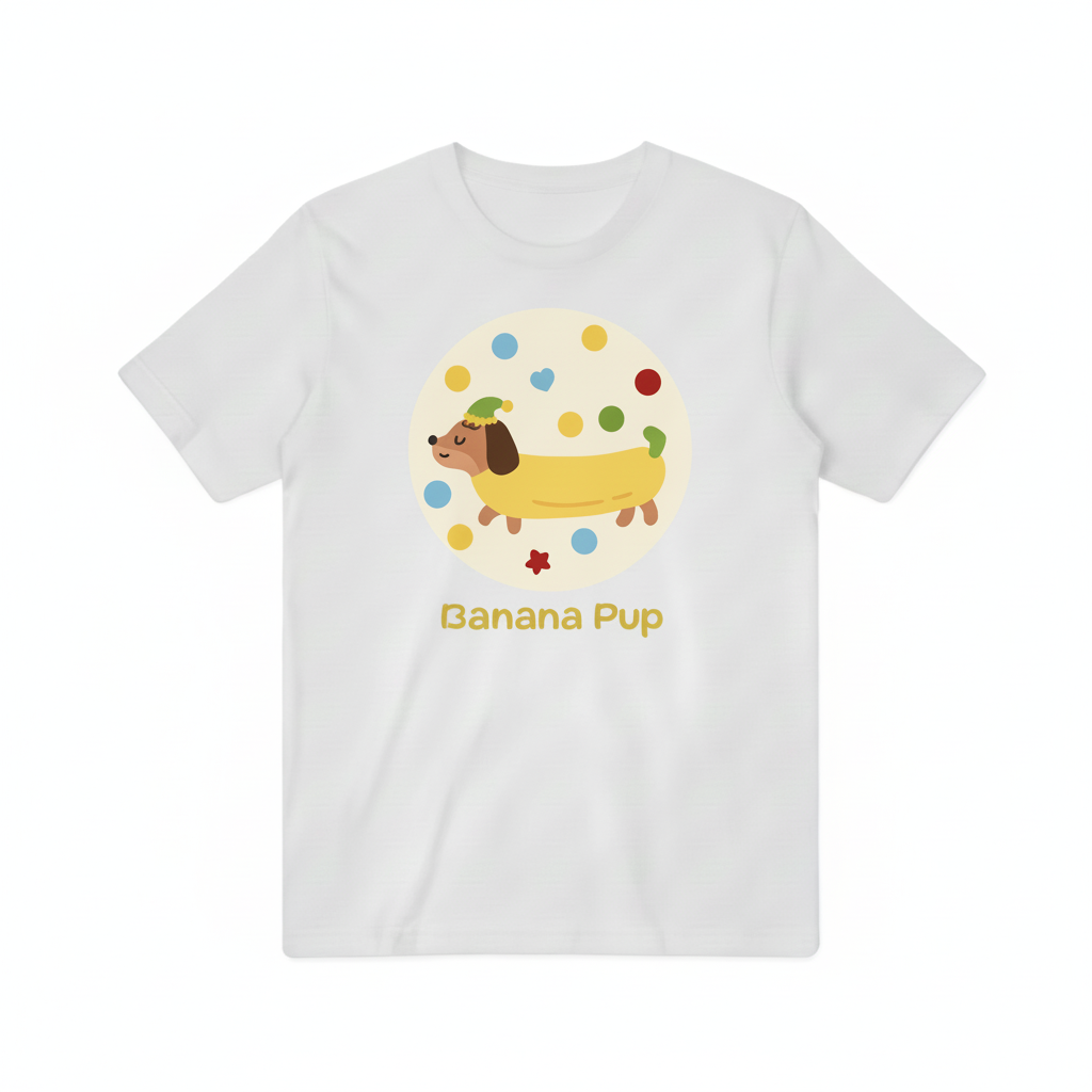 Banana Pup T-shirt - Pure White Background